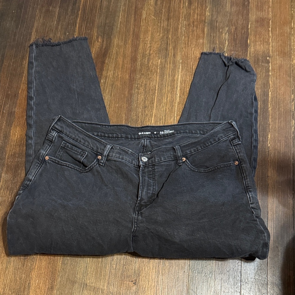 Old Navy Black Frayed Hem Skinny Jeans